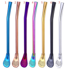 Reusable Stainless Steel Straw Spoon With Filter, Perfect For Loose Leaf Teas and Coffee